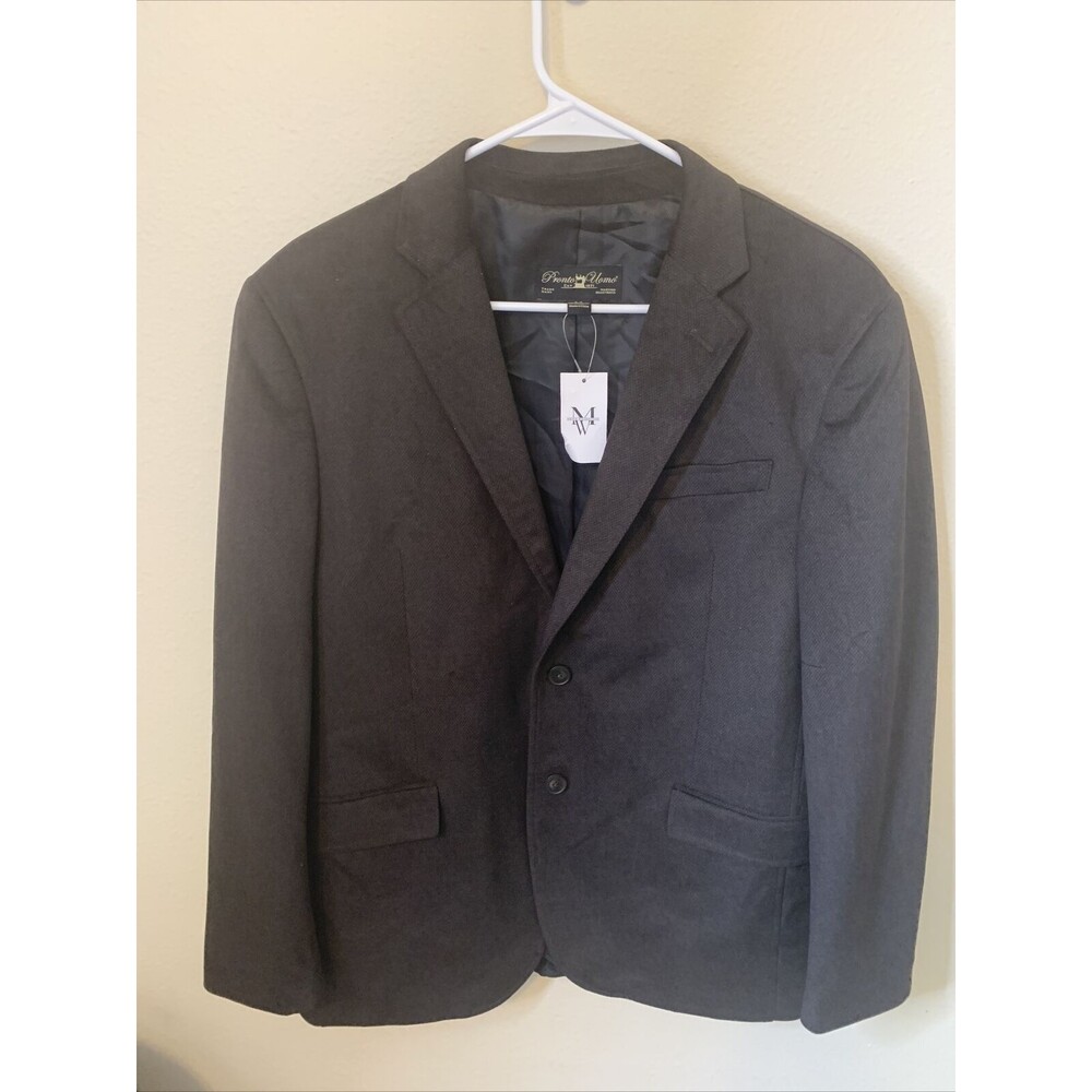 Pronto Uomo M Black Wool Two Button Mens Sport Coat Blazer Jacket - MSRP $149.99